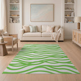 Vibrant Green Wave Abstract Area Rug