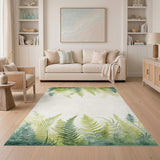 Lush Green Fern Botanical Area Rug