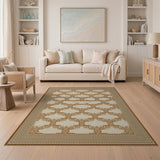 Cream Tan Lattice Geometric Area Rug