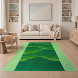 Lush Green Wave Abstract Area Rug