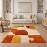 Geometric Modern Orange Geometric Abstract Area Rug