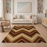 Geometric Modern Brown Tan Chevron Zigzag Area Rug