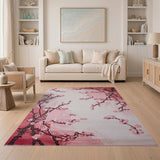 Geometric Pink Cherry Blossom Area Rug