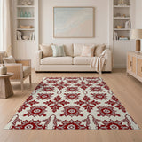 Ornate Red Star Medallion Persian Area Rug