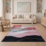 Abstract Pink Marble Gold Area Rug