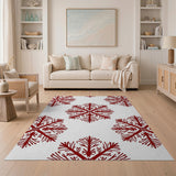 Intricate Red Snowflake Area Rug