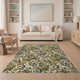 Elegant Gold Damask Floral Vintage Rug