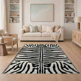 Bold Zebra Stripe Black White Area Rug