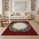 Vintage Laurel Wreath Red Area Rug