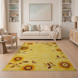 Sunflower Border Yellow Area Rug