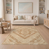 Distressed Brown Medallion Area Rug