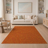 Orange Vibrant Orange Swirl Abstract Area Rug