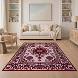 Blush Pink Traditional Persian Area Rug with Sun Medallion