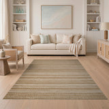 Rustic Farmhouse Beige Tan Striped Woven Area Rug