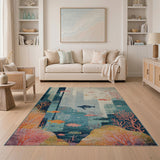 Teal Blue Coral Reef Fish Area Rug