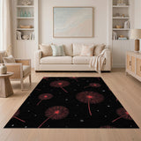Windswept Red Dandelions Area Rug