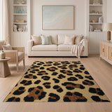 Leopard Print Tufted Area Rug in Beige Brown