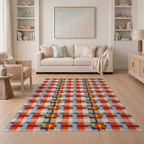 Multi-color and Patterns Vibrant Multi-Color Geometric Plaid Area Rug