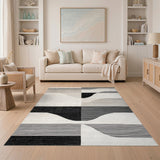 Black White Geometric Modern No. 15 Area Rug