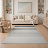 Modern Grey Horizontal Striped Area Rug