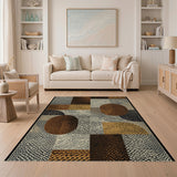 Modern Geometric Brown Tan Geometric Modern Area Rug