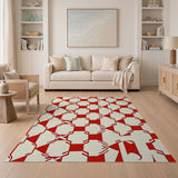 Bold Red Geometric Octagon Area Rug