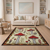 Multi-color and Patterns Whimsical Red Mushroom Forest Rug