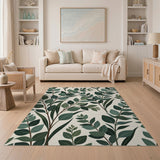 Eucalyptus Leaves Green Boho Area Rug