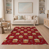 Red Popcorn Bucket Cartoon Area Rug
