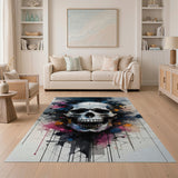 Explosive Splatter Skull Abstract Area Rug