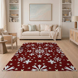 Red Snowflake Gold Stars Area Rug