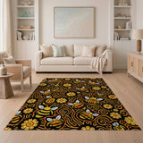 ODIKA Bumblebee Garden Whimsical Washable Low Pile Area Rug