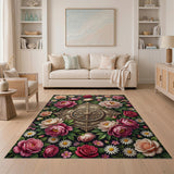 Ornate Pink Peony Medallion Floral Rug