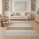 Geometric Modern Beige Neutral Horizontal Striped Area Rug