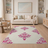 Pink Pink Floral Damask Area Rug