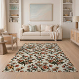 Vintage Orange Wildflower Area Rug