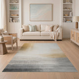 Golden Gradient Geometric Area Rug