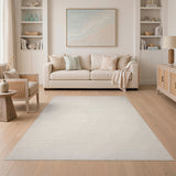 Light Beige Ripple Stripe Area Rug