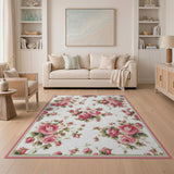 Pink Vintage Pink Roses Floral Area Rug