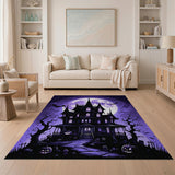 Purple Haunted Mansion Halloween Area Rug