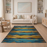 Distressed Teal Wood Plank Area Rug