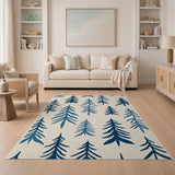 Brushstroke Blue Pine Tree Area Rug