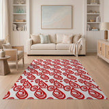 Bold Red Abstract Swirl Area Rug