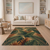 ODIKA Washable Tropical Palm Leaf Area Rug, Low Pile Non-Slip Boho Jungle Carpet, Pet & Kid Friendly