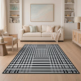 Checkered Black White Checkered Grid Area Rug