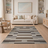 Brown and Tan Brown Tan Geometric Woven Area Rug