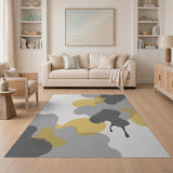Abstract Grey Yellow Cloud Area Rug