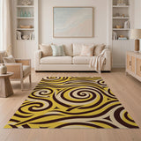 Yellow Swirl Abstract Area Rug