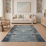 Distressed Blue Heritage Tribal Area Rug