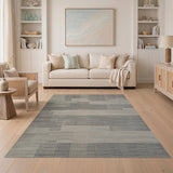 Beige and Neutral Modern Grey Geometric Abstract Area Rug